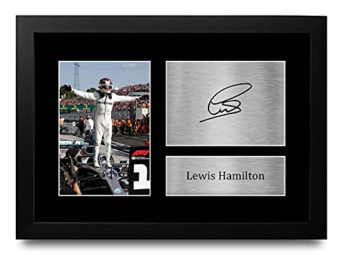 Lewis Hamilton Celebration (A4 Framed)