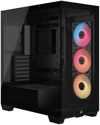 3500X RS-R ARGB Case PC Mid-Tower Panoramico – 3 Ventole RS120-R ARGB Preinstallate, Compatibile con Fino a 10 Ventole da 120 mm, Scheda Madre con Connessione Inversa Compatibile – Nero