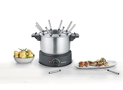 Severin Fondue Set, 1.40 L, Stainless Steel, Black/Steel, 1 Piece, Dishwasher Safe