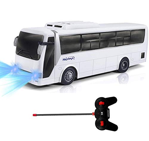 HAK125 Remote Control Passenger Bus Model Car Toy | 4-Ch R/C High Speed Racing Car | Realistic Bus Lights and Rubber Tires | Safe and Durable | Great Present for Kids, Boys, & Girls