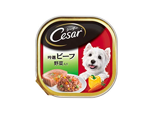 シーザー トレイ 成犬用 100g×24個 吟選ビーフ 野菜入り 水分補給 ふわふわローフタイプ 総合栄養食 ウェットフード ドッグフード 缶詰