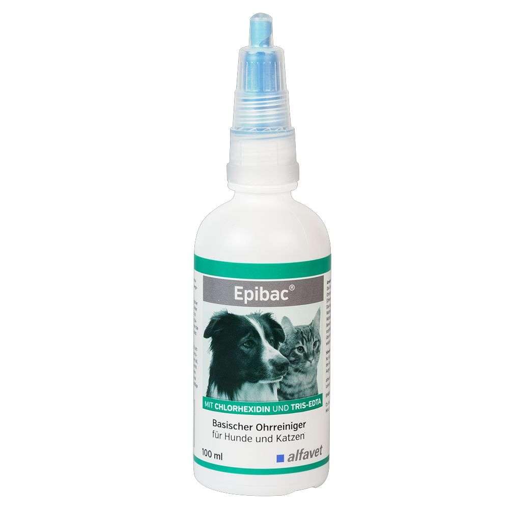 Alfavet Epibac, alkaline, very mild ear cleaner for dogs and cats with chlorhexidine and Tris-EDTA, 100 ml