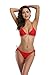 SHEKINI Women's Triangle Bikini Set Halter Sexy Bathing Suits String Low Waisted Two Piece Swimsuit(Rose red, Large)