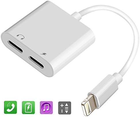 LABOL Dual Headphones Adapter Compatible with iPhone 7/7 Plus/8/8 Plus/X/Xr/Xs/Xs Max - 2 in 1 Charge and Listen - White