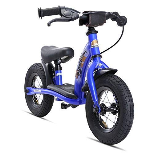 BIKESTAR Original Safety Lightweight Kids First Balance Running Bike with Brakes and with air Tires for Age 2 Year Old Boys and Girls | 10 Inch Classic Edition | Adventurous Blue