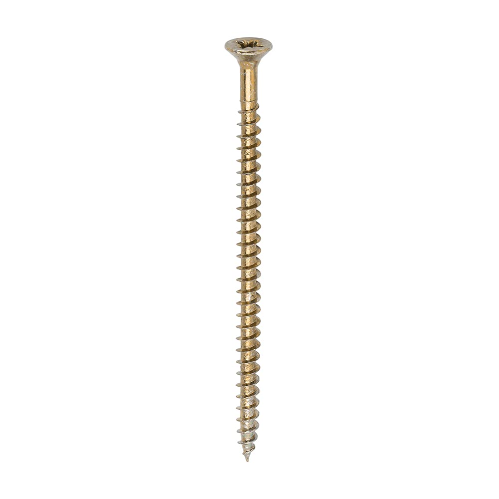 TIMCO Solo Chipboard & Woodscrews - Gold - 4.5 x 80 - Box of 200 - A single thread woodscrew mainly used in various types of timber and man-made boards or into masonry with the use of plastic plug