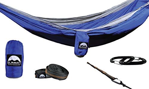 Summit Goods DoubleNest Camping Hammock with STRAPS INCLUDED - Parachute Nylon Ultralight Fabric - XL Double &amp; Single Person - Hiking Tent Beach Chair Travel w/ Accessories