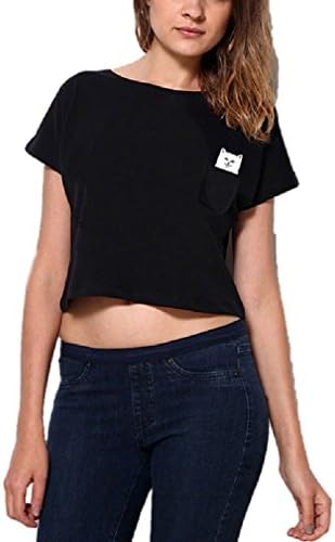Cheeky Cat, Pocket Cat,Cats Hidden Middle Finger Hilarious Hidden Surprise Crop Top T-shirt (Small)