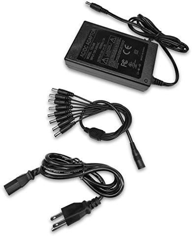 Hykamic DC 12V 5A Power Supply Adapter + 8 Split Power Cord For CCTV Security Camera