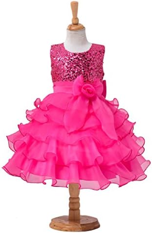 Ealafee Long Sleeveless Organza Fuschia Pageant Flower Girls Communion Dresses