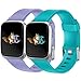 Wepro Bands Compatible with Fitbit Versa SmartWatch, Watch Replacement Band for Women Men Kids, Small, 2 Pack, Periwinkle, Teal