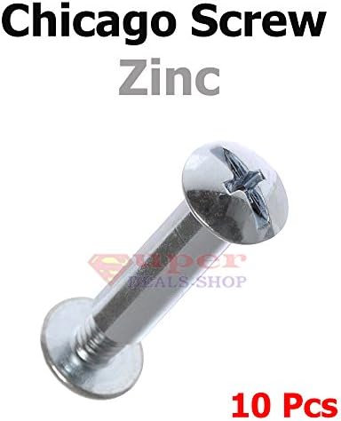 10 Pcs 1/4-20X1-1/2 Steel Zinc Binding Chicago Screw Posts Phillips/Slot Combo Truss Head Super-Deals-Shop