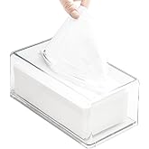 Square Clear Acrylic Tissue Box, Box Covers Rectangular, Bathroom Facial Napkin Box Holders, Table Clear Dryer Sheet Dispenser for Bathroom, Kitchen and Cars