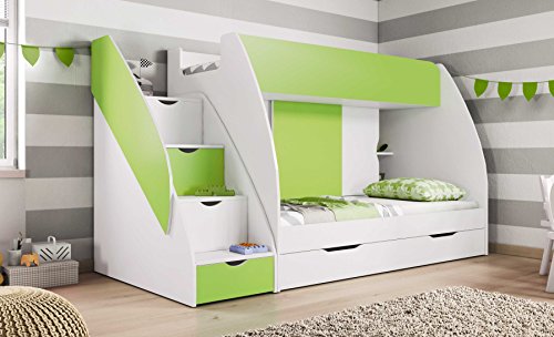Fast Free Delivery Brand New Bunk Beds 2 X New Bonnell Mattress Included With Drawers And Storage In Green Buy Online In Bulgaria At Desertcart