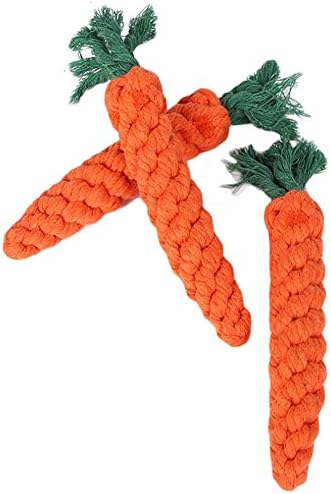 GoCooper 3 Pack Carrot Puppy Dog Chew Toys Cotton Rope Dental Teaser Teeth Cleanning Toy for Medium to Small Pet(Set of 3)