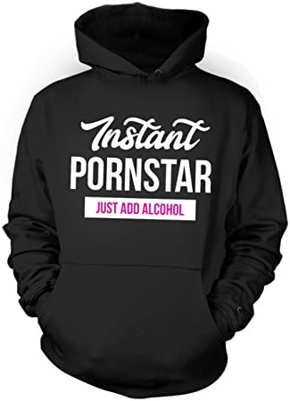 Instant Pornstar Just Add Alcohol Funny Joke Adult Men's Hoodie Sweatshirt Black XX-Large