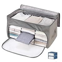 Janolia Clothes Blanket Quilts Storage Bag, Extra Space Underbed Storage Bag, Foldable Storage Organizers Closet, Eco Friendly Bamboo Non-Woven Fabric