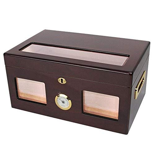 image for Quality Importers Trading Versailles 100 Cigar Glass Top Humidor, Temp