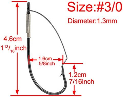 Paxipa Lot 100 Weedless Fishing Hook for Minnow Popper Crankbait Soft Bait Lures (#3/0)