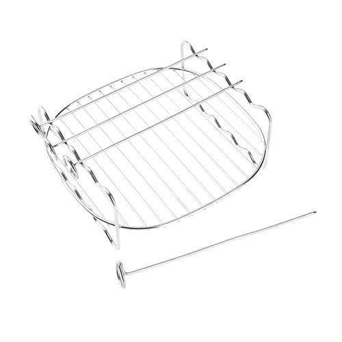 Double Layer Skewer Rack Tray Air Fryer with 4 Skewers, Metal holder