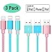 YoRoucI Phone Charger Cable 3 Pack 6ft Nylon Braided Charger Cable and Data Sync Cable Compatilble with Phone XR XS XS Max X 8 8 Plus 7 7 Plus 6 6s Plus SE 5 5s 5c Pad Pod Pink Green Blue