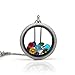 Women’s Floating Charm Necklace (Dual Sided Locket) | Pendant Jewelry with 12 Birthstones and Box Chain