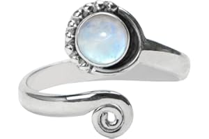 Ana Crafts Gemstone Stone Toe Ring 925 Sterling Silver Feet Body Jewellery Handame Toe Ring Gemstone Adjustable Toering For Girls Women Gift Jewellery