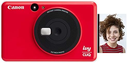 Canon IVY CLIQ Instant Camera Printer, Mini Photo Printer with 2″X3″ Sticky-Back Photo Paper(10 Sheets), Lady Bug Red