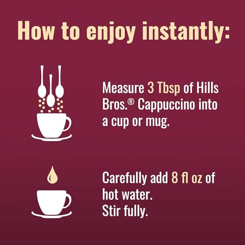 HILLS BROS INSTANT DOUBLE MOCHA CAPPUCCINO MIX, EASY TO USE, ENJOY COFFEEHOUSE FLAVOR FROM HOME, FROTHY, RICH CHOCOLATE, BROWN, 16 OZ