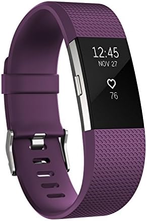Sturdy Life Replacement Smartwatch Strap, Fitbit Charge 2 Bands, Heart Rate Fitness Wristband (Purple, Large:6.7~8.1")