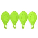 Valiry - Kitchen Heat Resistant Non-Toxic Flexible Silicone Spoon Rest Pack of 4 - Green