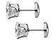 ComfyEarrings CZ 6mm LARGE Crystal Prong Stud Earrings With Comfortable Flat Backs