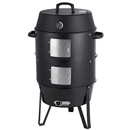 Sunlifer 195 Inch Vertical Charcoal Smoker Bbq Grill With Cover For Smoking Outdoor Cooking Camping
