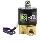 1/4" NPT Brass Electric Solenoid Valve 12VDC Normally Closed VITON (standard USA pipe thread). Solid Brass, Direct Acting, Viton Gasket Solenoid Valve by U.S. Solid.