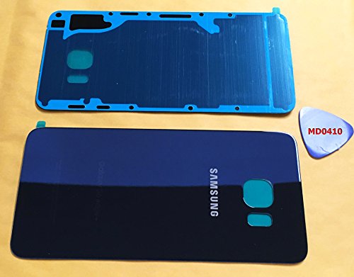 (md0410) Galaxy S6 EDGE + PLUS OEM Dark BLUE Rear Back Glass Lens Battery Door Housing Cover + Adhesive + Opening Tool Replacement For Black Sapphire G928 (Fit all carriers)