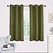 NICETOWN Bedroom Curtain Panels Blackout Draperies, Thermal Insulated Solid Grommet Blackout Drapes for Christmas Decoration (1 Pair, 42 by 45-Inch, Olive Green)