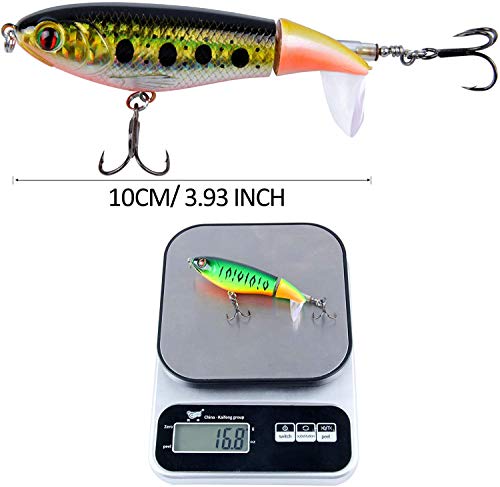 Jolicobo 5 Pcs Bleistift Popper Wobbler Kunstköder Angelköder Set 10cm Swimbait Kunstköder mit 2 Drillingshaken… – Bild 8