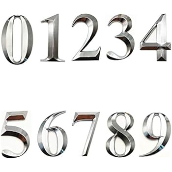 10 Pcs Self Stick Mailbox Numbers 0-9, House Address Number Stickers for Apartment Doors, Office, Hotel Room, Silver Shiny, 2-3/4 Inch High. (10 Pcs（0 to 9）, Silver)