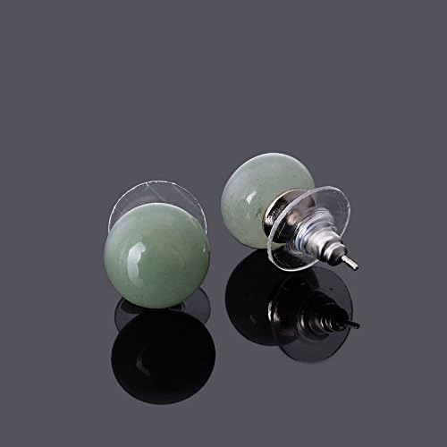 Harlex(TM) Real Amethyst Ball Stud Earrings Women Silver Plated Healing Crystal Rose Quartz Natural Stone Bead Stud Earrings