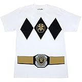 Mighty Fine Power Rangers White Ranger Belt Costume T-Shirt