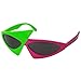Asymmetric 80's Sunglasses – Green & Rose Red 2-Color Party Favors, Novelty Shades, Rock Star Costume Glasses Toys, Funny Glasses Accessories for Kids & Adults