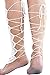 JOX JOZ Crochet Lace Up Anklet Barefoot Sandals Knee high Gladiator Boots Foot Jewelry (White)