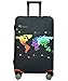 Spandex Luggage Cover for Travel- HoJax Suitcase Cover Protector for Samsonite Delsey Fit 26-28 Inch Luggage (Map, Large)