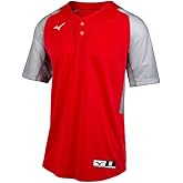 Mizuno Youth Aerolite 2-Button Baseball Jersey, Red-Grey, Medium
