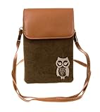 KISS GOLD(TM) Owl Print Vertical Mini Cotton Cellphone Pouch
