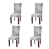 Jiuhong Stretch Removable Washable Short Dining Chair Protector Cover Slipcover, Style 03, 4 Pack