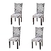 Jiuhong Stretch Removable Washable Short Dining Chair Protector Cover Slipcover, Style 03, 4 Pack