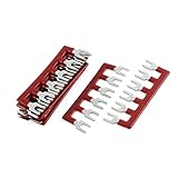 Fork 6 Postions Pre Insulated Terminal Strip Block Red 600V 25A 10 Pcs