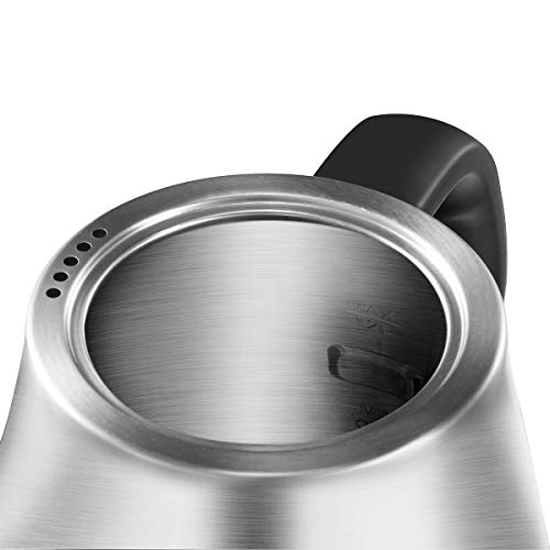 COMFEE' MK-12S07A Gooseneck Electric Kettle Stainless Steel Drip for Pour Over Coffee and Tea, Feature and Thermometer Gauge on Top, 1.2 L, 1500W Fast Boiling. BPA Free