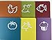 Set of 6 Color Coded Flexible Plastic Cutting Boards for Kitchen with Food Logos (12x15